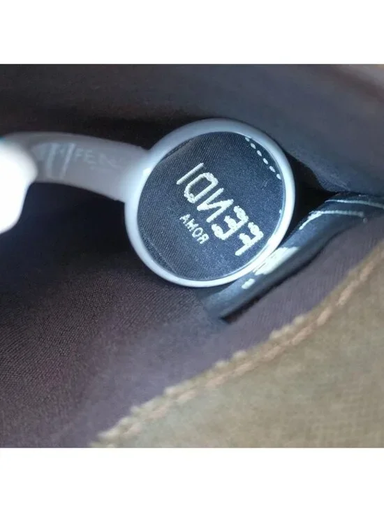 Fendi Peekaboo Green Beige Canvas Leather Messenger Bag - Picture 12 of 16